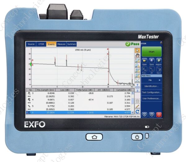 Оптический рефлектометр EXFO MAX-720C-Q1-QUAD-EI-EUI-89 (ММ/SМ, 850/1300/1310/1550 нм, 27/29/36/35 дб) FC/UPC адаптер